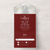 Invitation Tout En Un Simple Monogramme Bourgogne Marsala Mariage photo (À l'intérieur)