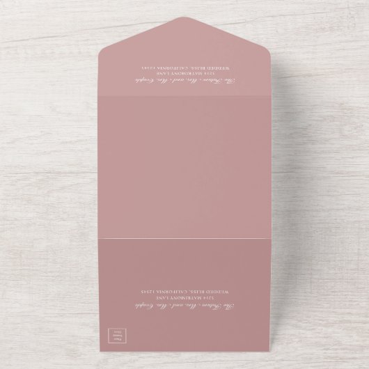 Invitation Tout En Un Simple Monogramme Elegant Dusty Rose Mariage (Dehors)