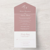 Invitation Tout En Un Simple Monogramme Elegant Dusty Rose Mariage (À l'intérieur)