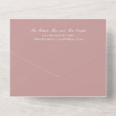 Invitation Tout En Un Simple Monogramme Elegant Dusty Rose Mariage (Verso)