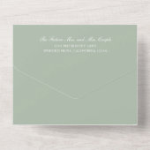 Invitation Tout En Un Simple Monogramme Elegant Sage Mariage vert (Verso)