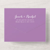 Invitation Tout En Un Simple Monogramme Lavande Violet Photo Mariage (Verso)