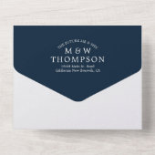 Invitation Tout En Un Simple Navy Blue Mariage photo tendance (Verso)