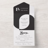 Invitation Tout En Un Simple Noir Blanc Rétro (À l'intérieur)