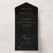 Invitation Tout En Un Simple Noir et Or Moderne Mariage élégant (À l'intérieur)
