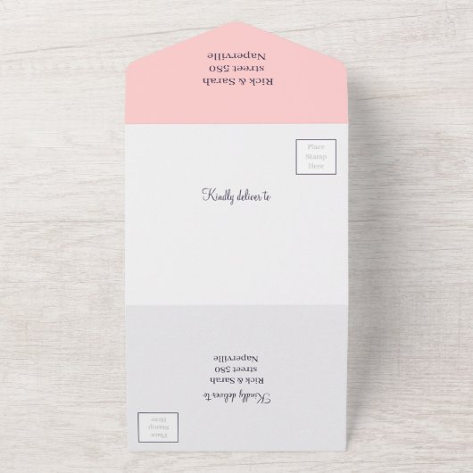 Invitation Tout En Un Simple Pêche Customisée Enregistrer La Date (Dehors)