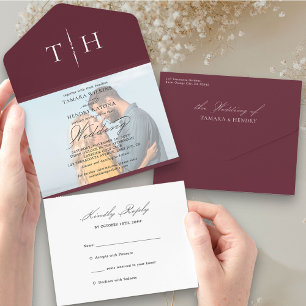 Invitation Tout En Un Simple Photo Calligraphie Bordeaux RSVP Mariage To