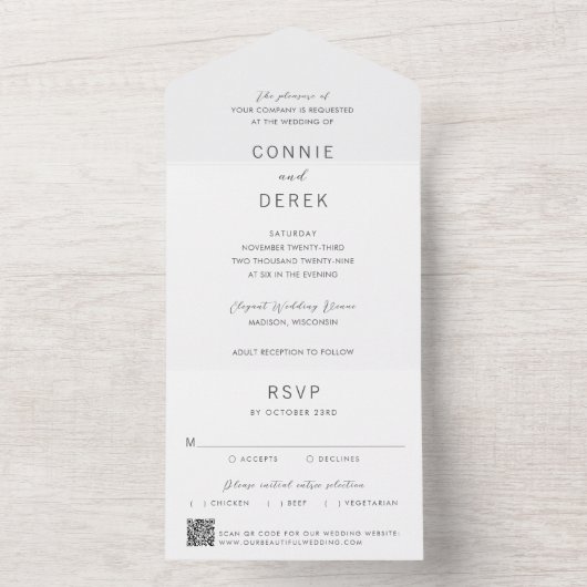 Invitation Tout En Un Simple QR Code Modern Wedding (À l'intérieur)