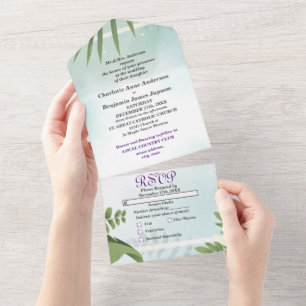 Invitation Tout En Un Simple Rustique Fleurs Botaniques Mariage