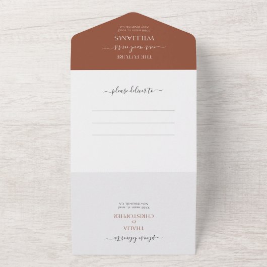 Invitation Tout En Un Simple Rustique Mariage Marron Clair 2 Photo RSVP (Dehors)