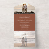 Invitation Tout En Un Simple Rustique Mariage Marron Clair 2 Photo RSVP (À l'intérieur)