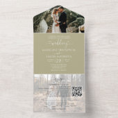 Invitation Tout En Un Simple Sage Green 2 Photo QR Code RSVP Mariage (À l'intérieur)