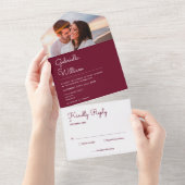 Invitation Tout En Un Simple Script Mariage Monogramme Photo (Déchirure)