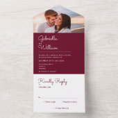Invitation Tout En Un Simple Script Mariage Monogramme Photo (À l'intérieur)