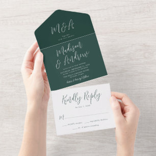 Invitation Tout En Un Simple Script Mariage Vert Forêt