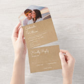 Invitation Tout En Un Simple Script Rustique Kraft Monogramme Mariage ph (Déchirure)