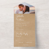 Invitation Tout En Un Simple Script Rustique Kraft Monogramme Mariage ph (À l'intérieur)