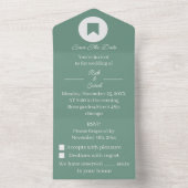 Invitation Tout En Un Simple Vert Customisé Enregistrer la date (À l'intérieur)