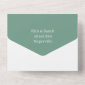 Invitation Tout En Un Simple Vert Customisé Enregistrer la date (Verso)