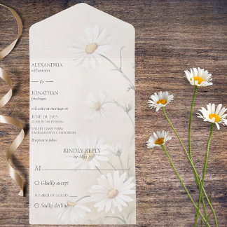 Invitation Tout En Un Simplement des marguerites