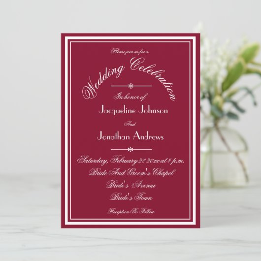 Invitation Tout en un site Web RSVP Courriel Mariage Bourgogn (Debout devant)
