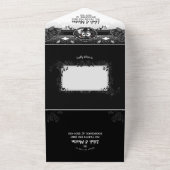 Invitation Tout En Un Skeletons mariage Black & Red Rose Élégant (Dehors)