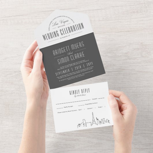 Invitation Tout En Un Skyline Las Vegas Deco | Mariage (Déchirure)