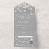 Invitation Tout En Un Snowflakes blanc moderne Code QR Mariage (À l'intérieur)