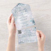 Invitation Tout En Un Snowflakes Floral QR Code Mariage (Déchirure)