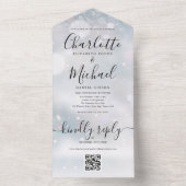 Invitation Tout En Un Snowflakes hiver QR Code Mariage (À l'intérieur)