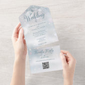 Invitation Tout En Un Snowflakes QR Code Monogramme Mariage hivernal (Déchirure)