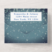 Invitation Tout En Un Snowflakes Snow Blue Winter Wonderland Mariage (Verso)