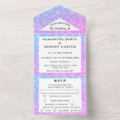 Invitation Tout En Un Snowflakes Snow Pink Winter Wonderland Mariage (À l'intérieur)
