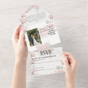 Invitation Tout En Un Soft Pastel Papier Garden   Mariage floral minimal