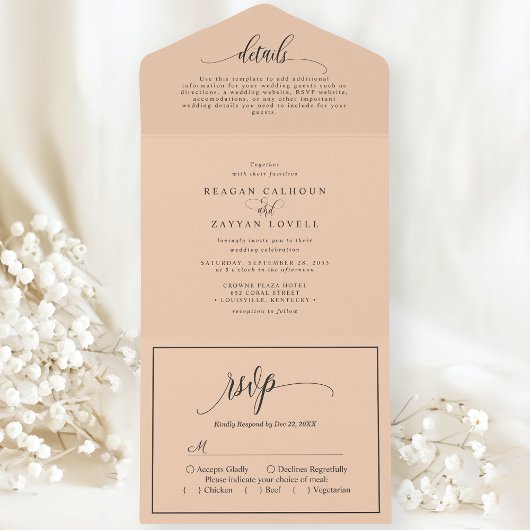 Invitation Tout En Un Soft Peach Simple Modern Script