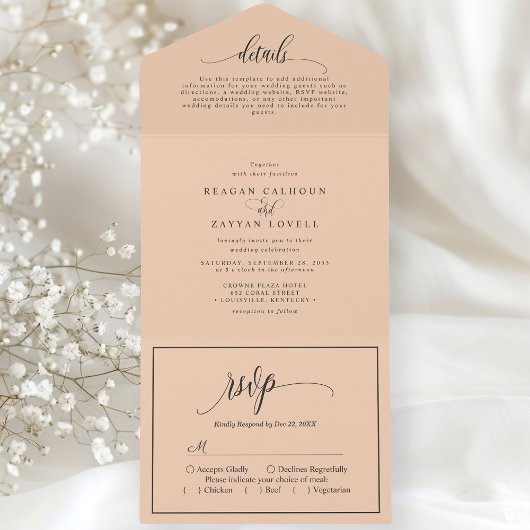 Invitation Tout En Un Soft Peach Simple Modern Script