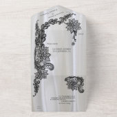 Invitation Tout En Un Soie blanche avec dentelle noire (Dehors)