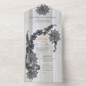 Invitation Tout En Un Soie blanche avec dentelle noire (À l'intérieur)