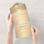 Invitation Tout En Un Soirée d'anniversaire 80th Gold Parties scintillan<br><div class="desc">Gold,  gouttes de parties scintillant,  quatre-vingtième anniversaire,  moderne,  glam,  simple,  adulte,  fête d'anniversaire All in One Invitation. Tri-fold élégant,  chic,  unique,  invitations. Customisez avec vos détails. Commandez à temps pour éviter une déception.</div>