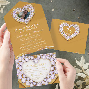Invitation Tout En Un Soixante-quinzième anniversaire de mariage événeme