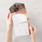 Invitation Tout En Un Soleil de Terracotta | Mariage Boho (Déchirure)