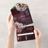 Invitation Tout En Un Sombre + Moody Rustique Floral Mariage (Déchirure)