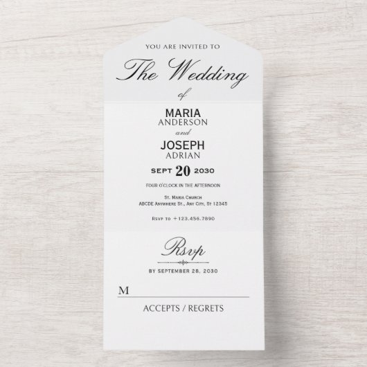 Invitation Tout En Un Sonnerie mariage simple en couple (À l'intérieur)