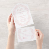 Invitation Tout En Un Sophistiqué Classic Script Blush Rose Mariage (Déchirure)