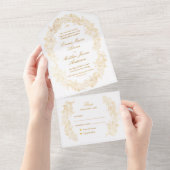 Invitation Tout En Un Sophistiqué Faux Foil Script Gold Mariage baroque (Déchirure)