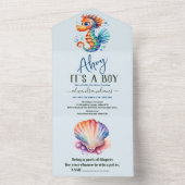 Invitation Tout En Un Sous le Baby shower d'aquarelle de mer (À l'intérieur)