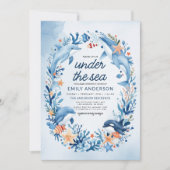 Invitation Tout en un sous le Baby shower Océan Bleu Mer (Devant)