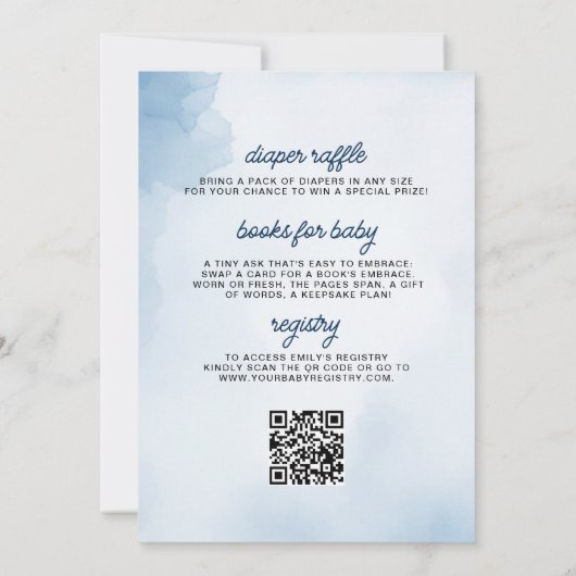 Invitation Tout en un sous le Baby shower Océan Bleu Mer (Dos)