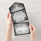 Invitation Tout En Un Spider Love Grey & Black Gothique Floral Halloween (Déchirure)