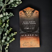 Invitation Tout En Un Squelette Coeur Monogramme Halloween Goth Mariage